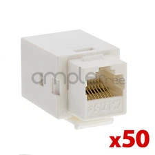 50 pack CAT5e Inline Keystone Jack White Coupler Type CAT5 RJ45