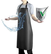 Gotega Waterproof Rubber Vinyl Apron 40 Inch Heavy Duty Chemical Work Apron Dura