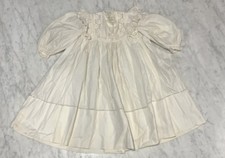Antique Large Victorian Edwardian White Cotton  Lace Doll Dress Child Dress  