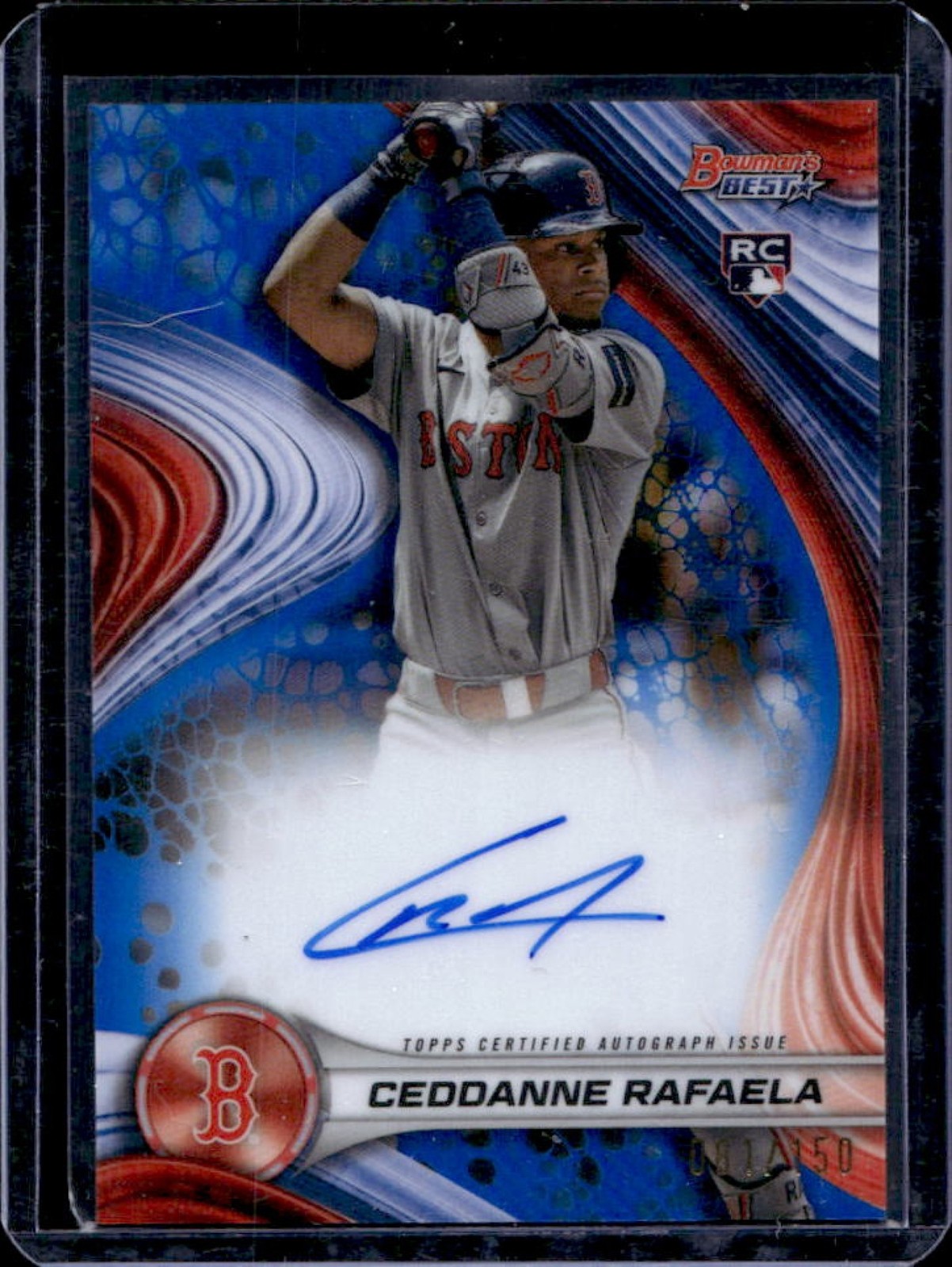 2024 Bowman's Best Ceddanne Rafaela Auto RC Blue Refractor #81/150 Red Sox