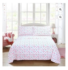 Kids White Floral Print Bedding Sheets, Full