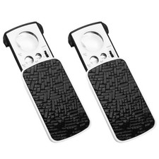 Lot de 2 mini loupes portables 30 x 60 x 90 x avec lumière LED UV pour bijoux...