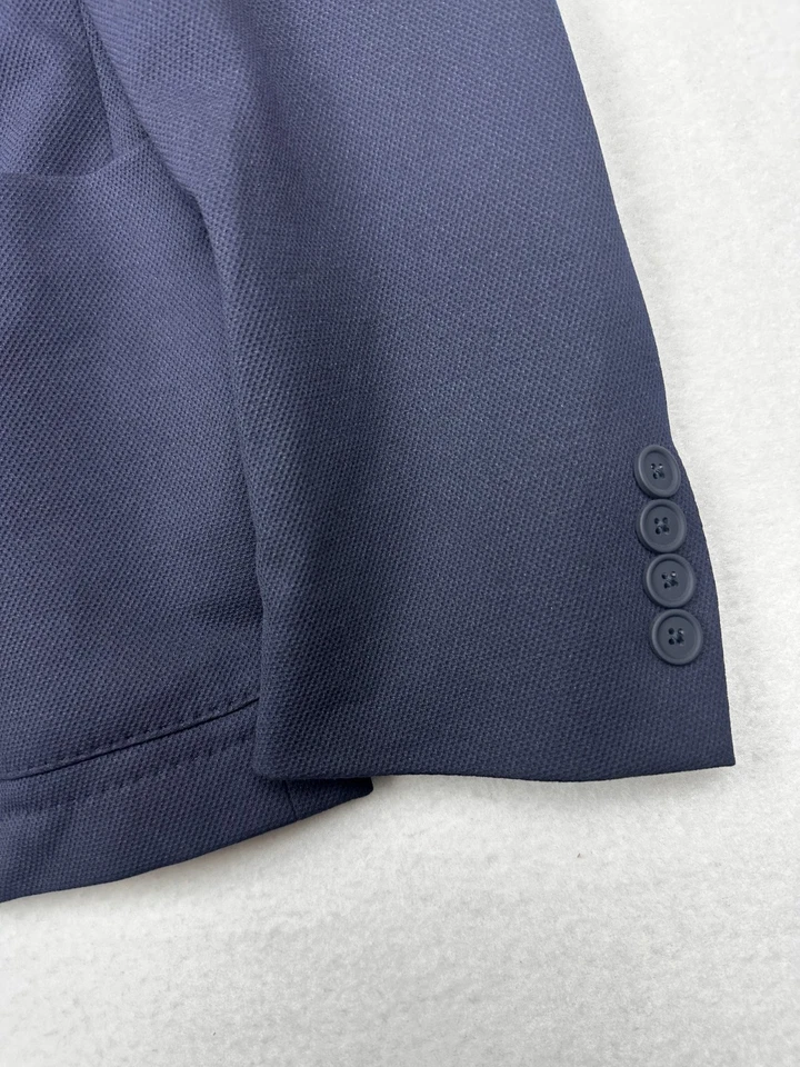 Blazer CALVIN KLEIN Para Hombre Talla 40S Azul Marino Calce Ajustado Tejido Texturizado Sin Forro Foto 4 de 4