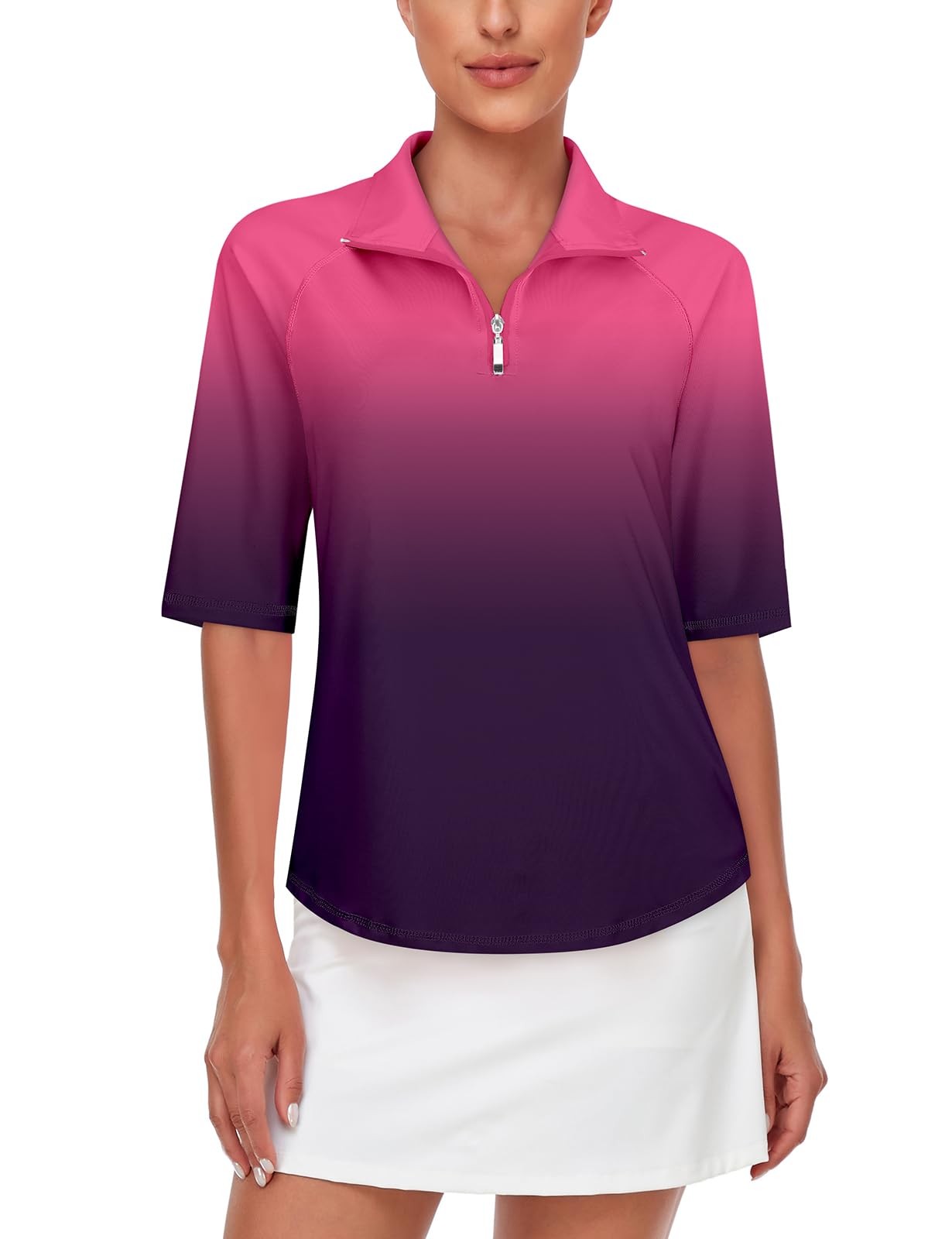 Shirt Loose Fit Half Sleeve Quarter Zip Pullover Activewear