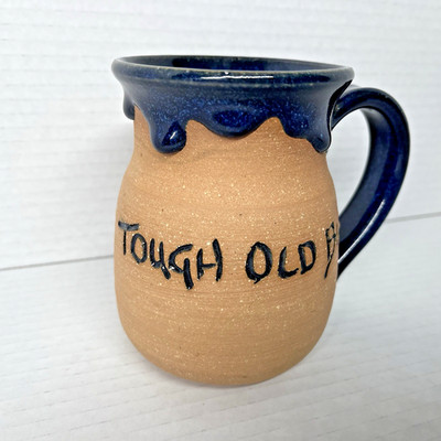 Fox Creek Studio Art Pottery Mug Blue Glazed 3D Signed Dwayne Drip Glaze