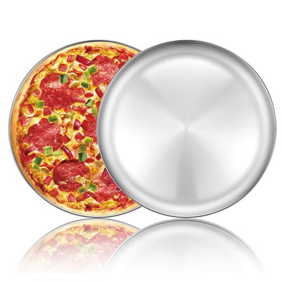 2Pack Pizza Baking PanPizza Tray 12inch Stainless Steel Pizza Pan Round Tray New