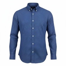 Chaps Men’s Dress Shirt L Long Sleeve Blue Micro Dot Button Down