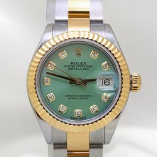Rolex Datejust Lady 28mm 18k YG-SS Mint Green Diamond Dial Oyster 279173