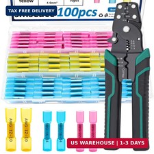 smseace 100PCS Heat Shrink Butt Connector with Crimping Tool 22-10AWG Waterproof