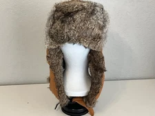 Mad Bomber Brown/Tan Leather Rabbit Fur Trapper Aviator Hat Men’s Size XXL
