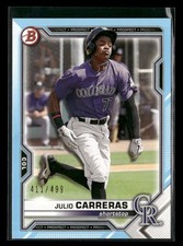2021 Bowman Draft #BD-30 Julio Carreras Sky Blue #/499