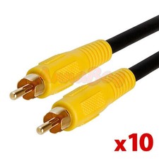 10PCS 6FT RCA Male to Male Cable Digital Coax Coaxial Audio Video Subwoofer Cord