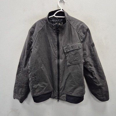 Barbour Seton Wax Waterproof Grey Country Moto Biker Jacket Coat Size Men's XL