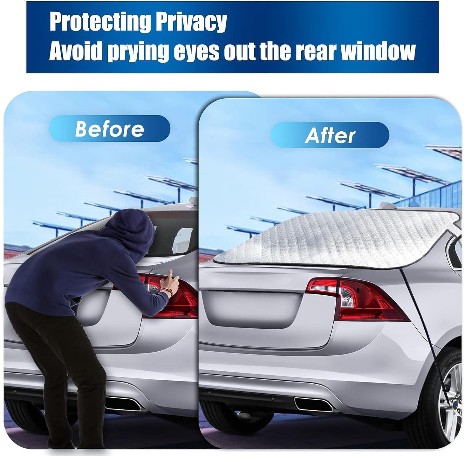 IC ICLOVER Car Rear Windshield Cover, 4-Layer Waterproof Back Window Protector f