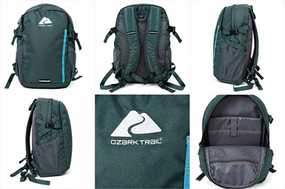 Ozark Trail Daypack Medium 21-35L Green/Gray Polyester Padded 3 Pockets 15''
