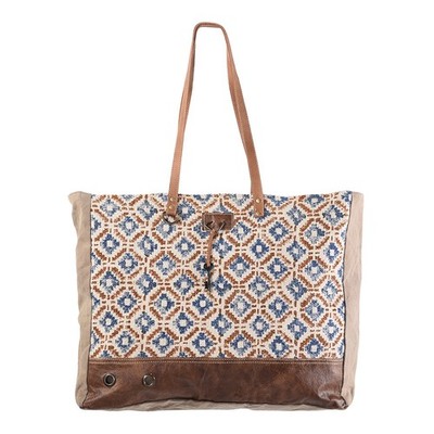 KB OHLAY KB169 TOTE Upcycled Wool Canvas Genuine Leather women bag western
