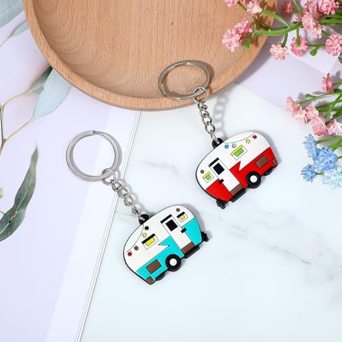 Grevosea 2 Pcs RV Camper Keychain, Camper Keyring Camper Accessories Trailers 