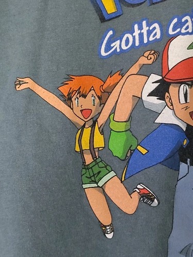 VTG 1999 Pokemon Nintendo Pikachu Ash Brock Misty Youth L Graphic T MINT W Tags - Picture 3 of 11