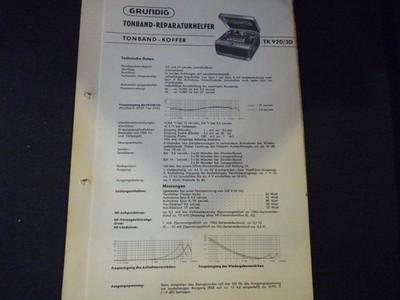 Original Service Manual Schaltplan Grundig TK 920/3D