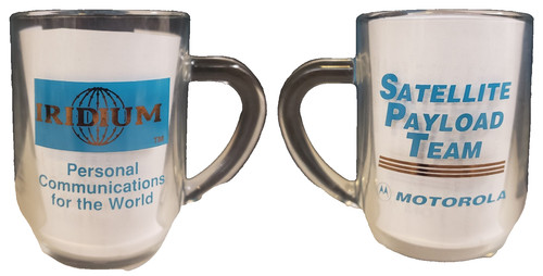 Motorola IRIDIUM SATELLITE PHONES World Communications~ PROMO Vtg COFFEE MUG Cup