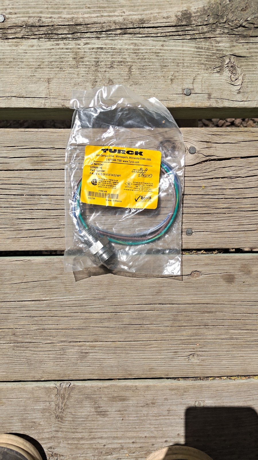 Turck U0988-76 Mini Fast Cordset P-RSFV 40D EX-0.3/14.5/NPT
