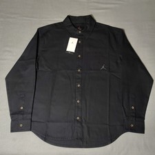 Air Jordan Mens Medium Essentials Button Down Shirt Black FV7446 010 MSRP 120