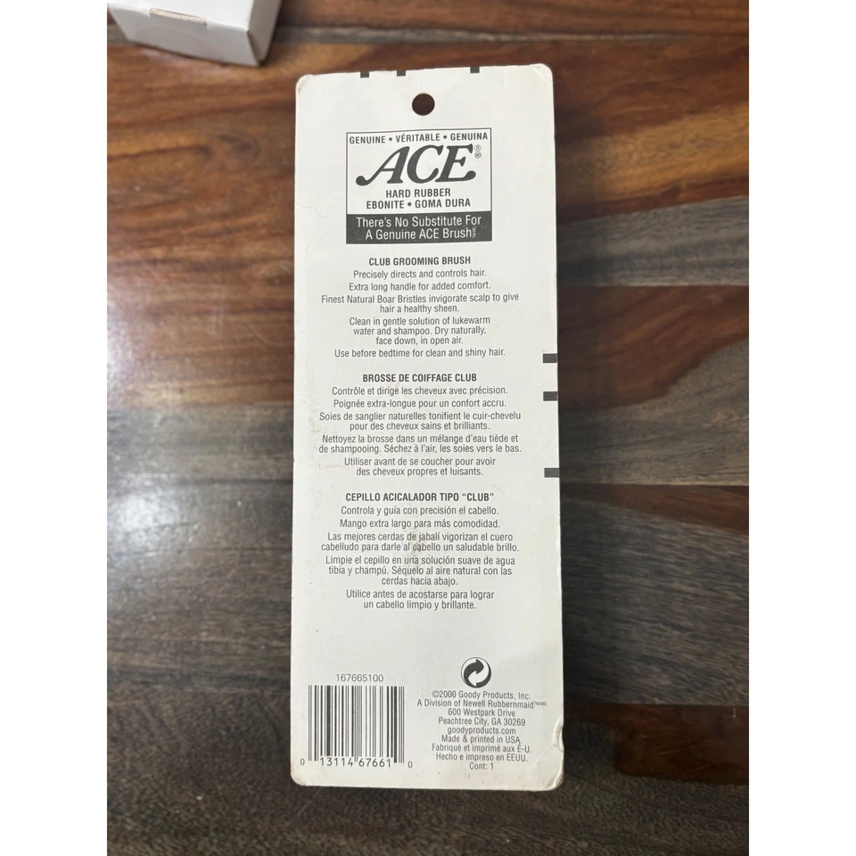 Cepillo Ace Club Cerdas Naturales Mango Cuidado del Cabello Herramienta de Peinado Jabalí De Colección Foto 2 de 2