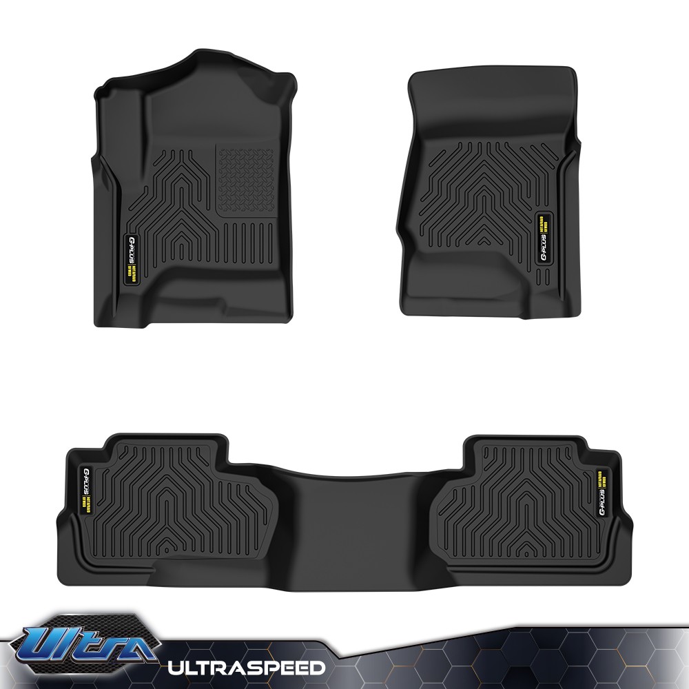 TPE Floor Mats Liners Fit For 2014-2019 Silverado/Sierra Double Cab All-Weather