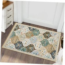 Small Rug Moroccan Trellis Washable Area Rug Doormat Stain Resistant Non-Slip