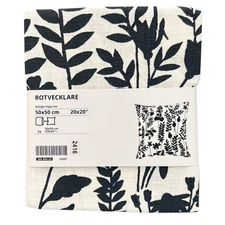 IKEA ROTVECKLARE White Anthracite Cotton Pillow Cover 20" x 20"
