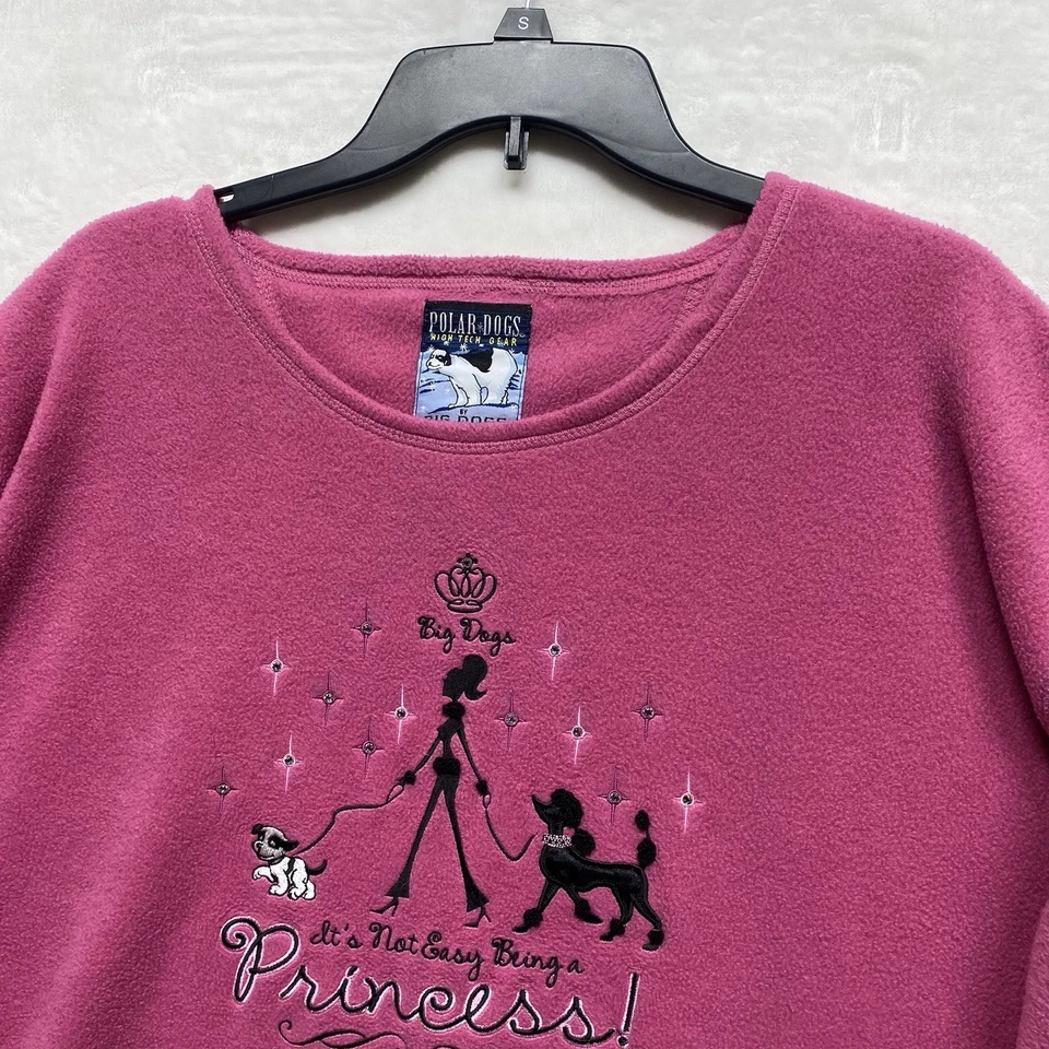 Top Polar Dogs By Big Dogs Mujer Rosa Plus 4X Vellón Manga 3/4 Pull Over Foto 4 de 4