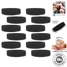 Comfortable 12-Pack Sweatbands   Durable Terry Cloth Headbands for Everyone