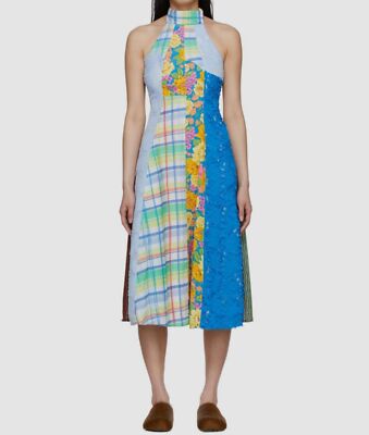 $685 Andersson Bell Women's Blue Sasha Multi Print Self-Tie Midi Dress Size M