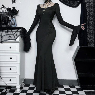 long sleeve black fishtail dress Neda Black Lace Fishtail Dress – Vavavoom.ie main image 1
