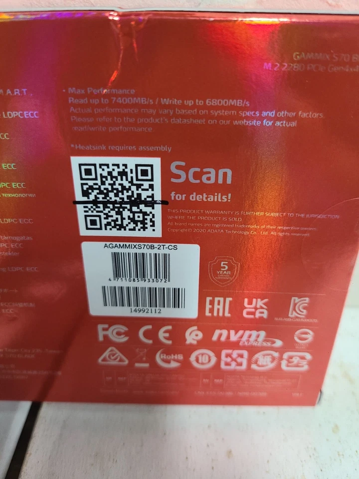 XPG GAMMIX S70 Blade M.2 2280 2TB PCI-Express 4.0 x4, NVMe 1.4 3D NAND Internal - Image 4 of 4