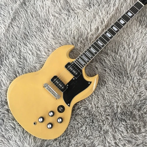 Custom SG Electric Guitar Nature Yellow P90 Pickups Bone Nut Rosewood Fretboard