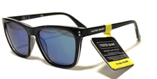 NEW men’s Foster Grant SUNGLASSES POLARIZED Black Square Unique Blue Mirror