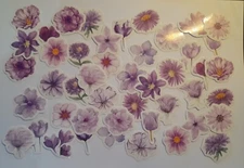 Purple Flowers Stickers, 46Pcs Box Stickers, High-Quality Stickers, Scrapbook,