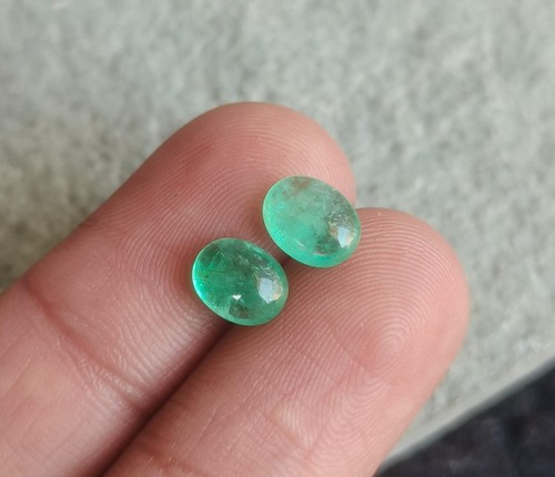Cabujón ovalado esmeralda colombiana de 2,90 quilates 7,50-8 mm suelto 2 piezas sin tratar raro - Imagen 4 de 4