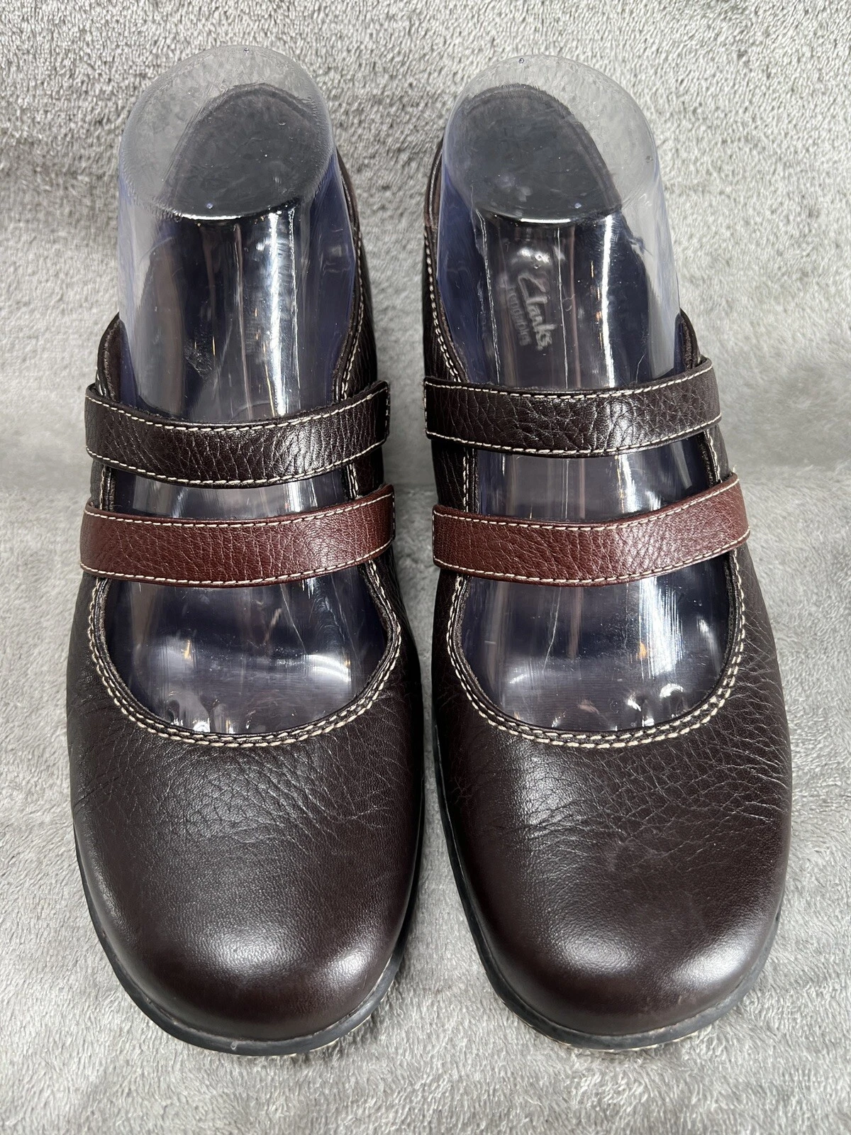 Scarpe Clarks Bendables donna 7 5 Mary Jane pelle marrone comode casual 80623