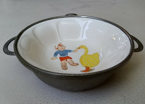 PLATO COLONIAL NIÑOS VINTAGE WARMING BOWL EE. UU. RAGGITY ANN MUÑECA Y PATO - Imagen 2 de 7