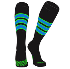 Striped OTC Baseball, Softball, Football Socks C Black, Neon Green, Neon Blue