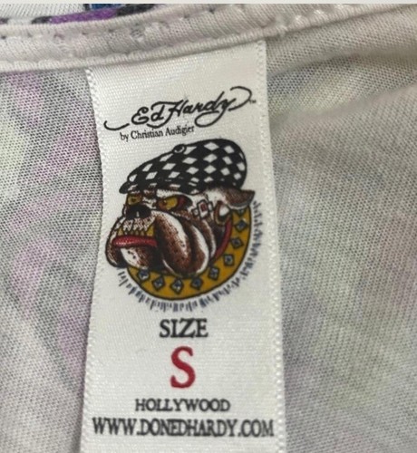 vintage Ed Hardy pullover shirt babydoll empire v neck LOGO size S - Picture 4 of 5
