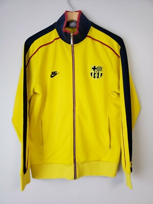 Nike FC BARCELONA Yellow Size Large RETRO VINTAGE FOOTBALL SOCCER