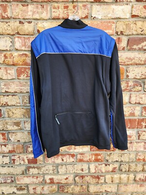 vtg louis garneau mens large winter cycling jacket blue black zip