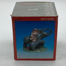 1993 Fine Porcelain Artmark Elephant Touching Trunks Hand Painted + Original Box