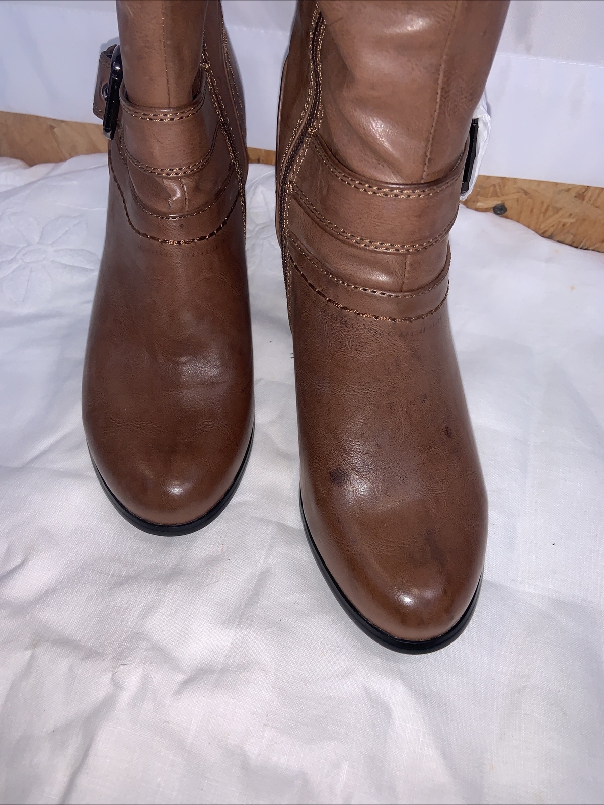 Women’s Knee High Brown Buckle Boots Uk 7 eBay