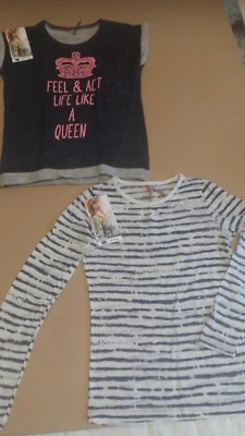 Joli lot pull bleu marine et t.shirt ML 10 ans "Orchestra" fille - Photo 1/3