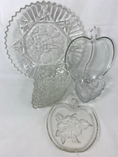9 pcs Anchor Hocking, Studio  Nova Clear Glass Grape Bowls Apple Fruit Plates