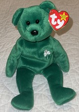 Ty Beanie Baby Erin The Bear 1997 Retired Green Clover Shamrock St Patrick  s Day